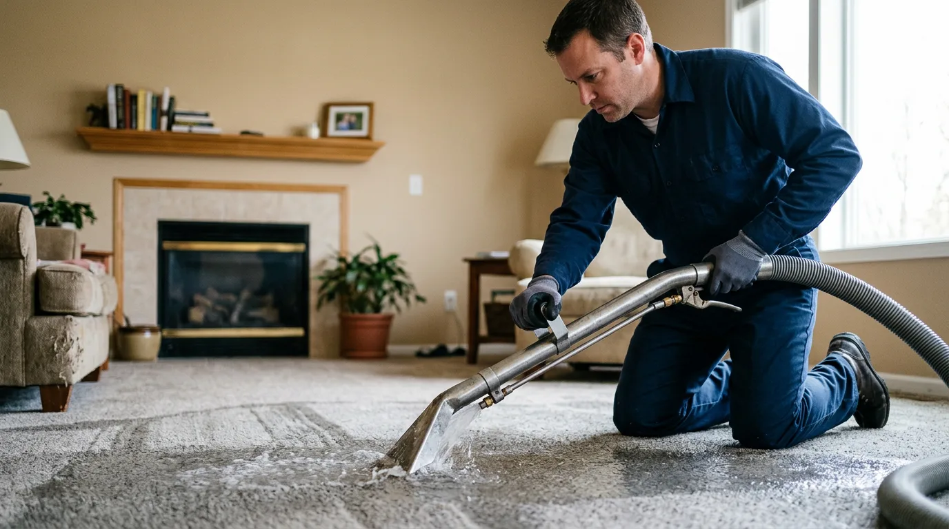 Water damage restoration technician working near La Conner, WA